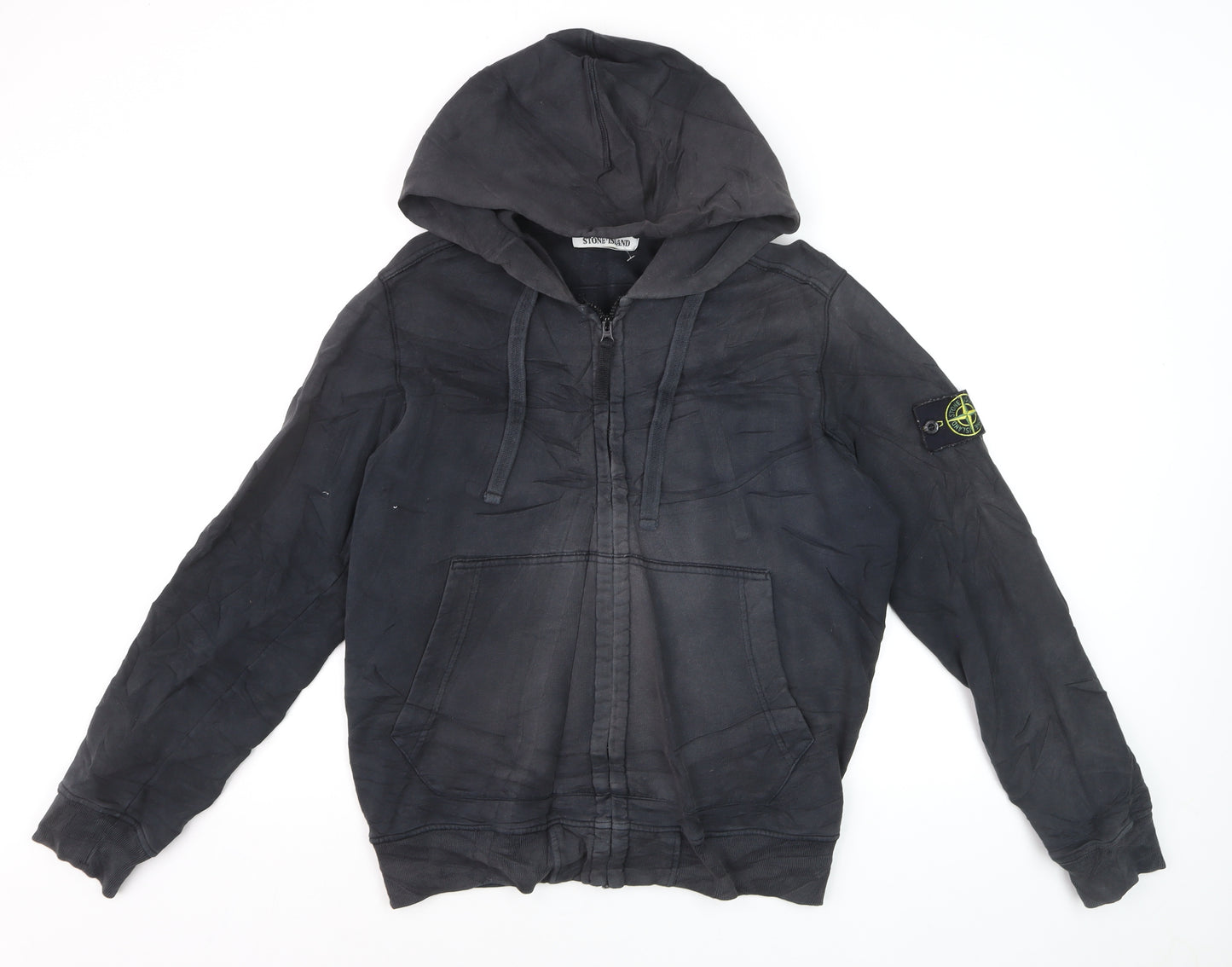 Stone Island Men's Black Cotton Full Zip Hoodie M Excellent