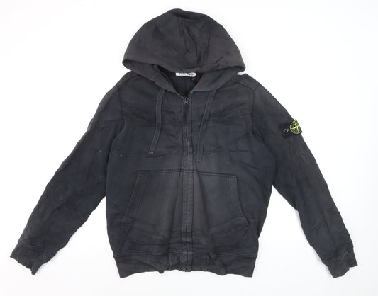 Stone Island Men's Black Cotton Full Zip Hoodie M Excellent