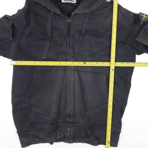 Stone Island Men's Black Cotton Full Zip Hoodie M Excellent