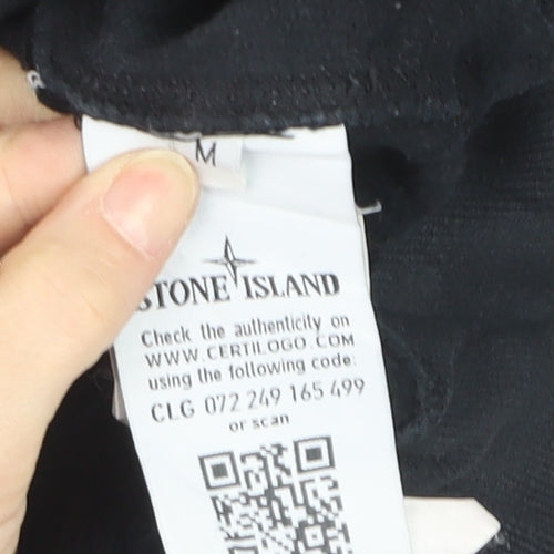 Stone Island Men's Black Cotton Full Zip Hoodie M Excellent