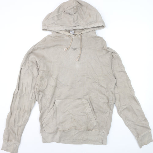 Reebok Men's Beige Pullover Hoodie XS Regular Fit Cotton Blend