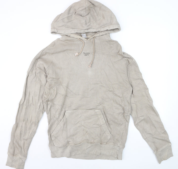 Reebok Men's Beige Pullover Hoodie XS Regular Fit Cotton Blend
