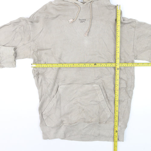 Reebok Men's Beige Pullover Hoodie XS Regular Fit Cotton Blend