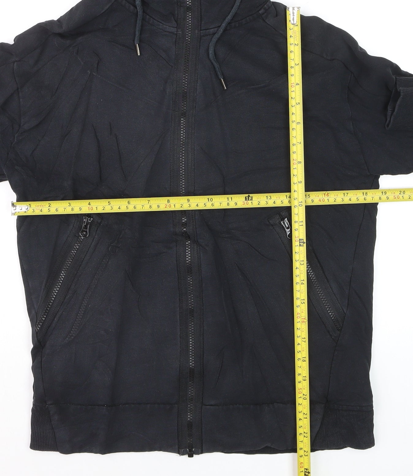 C.P. Company Men's Black Full Zip Hoodie Size S Lightweight Cotton