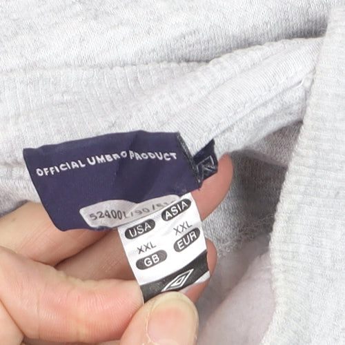 Umbro Mens Grey XXL Crew Neck Pullover Sweatshirt Classic Style