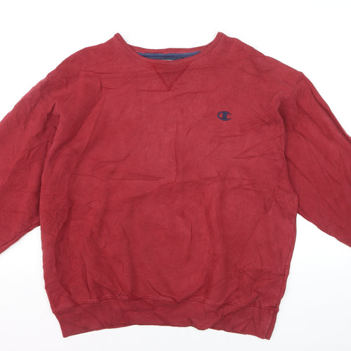 Champion Men's Red Pullover Sweatshirt L Crew Neck Cotton Blend