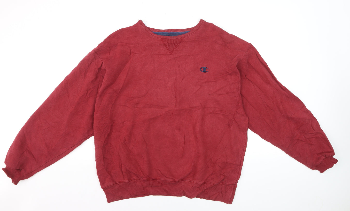 Champion Men's Red Pullover Sweatshirt L Crew Neck Cotton Blend