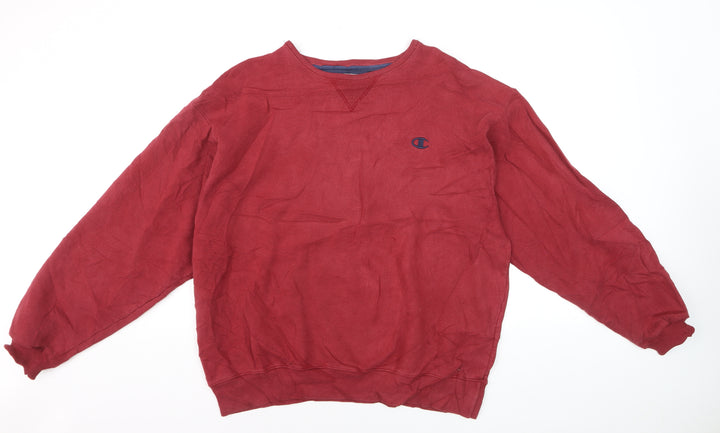Champion Men's Red Pullover Sweatshirt L Crew Neck Cotton Blend