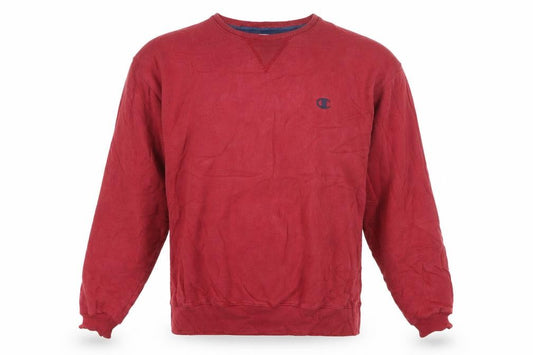 Front view of Champion Men's Red Pullover Sweatshirt L Crew Neck Cotton Blend