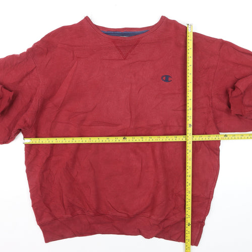 Champion Men's Red Pullover Sweatshirt L Crew Neck Cotton Blend