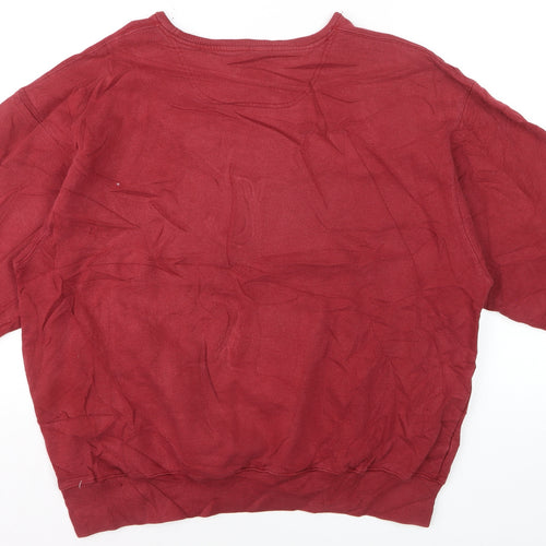 Champion Men's Red Pullover Sweatshirt L Crew Neck Cotton Blend