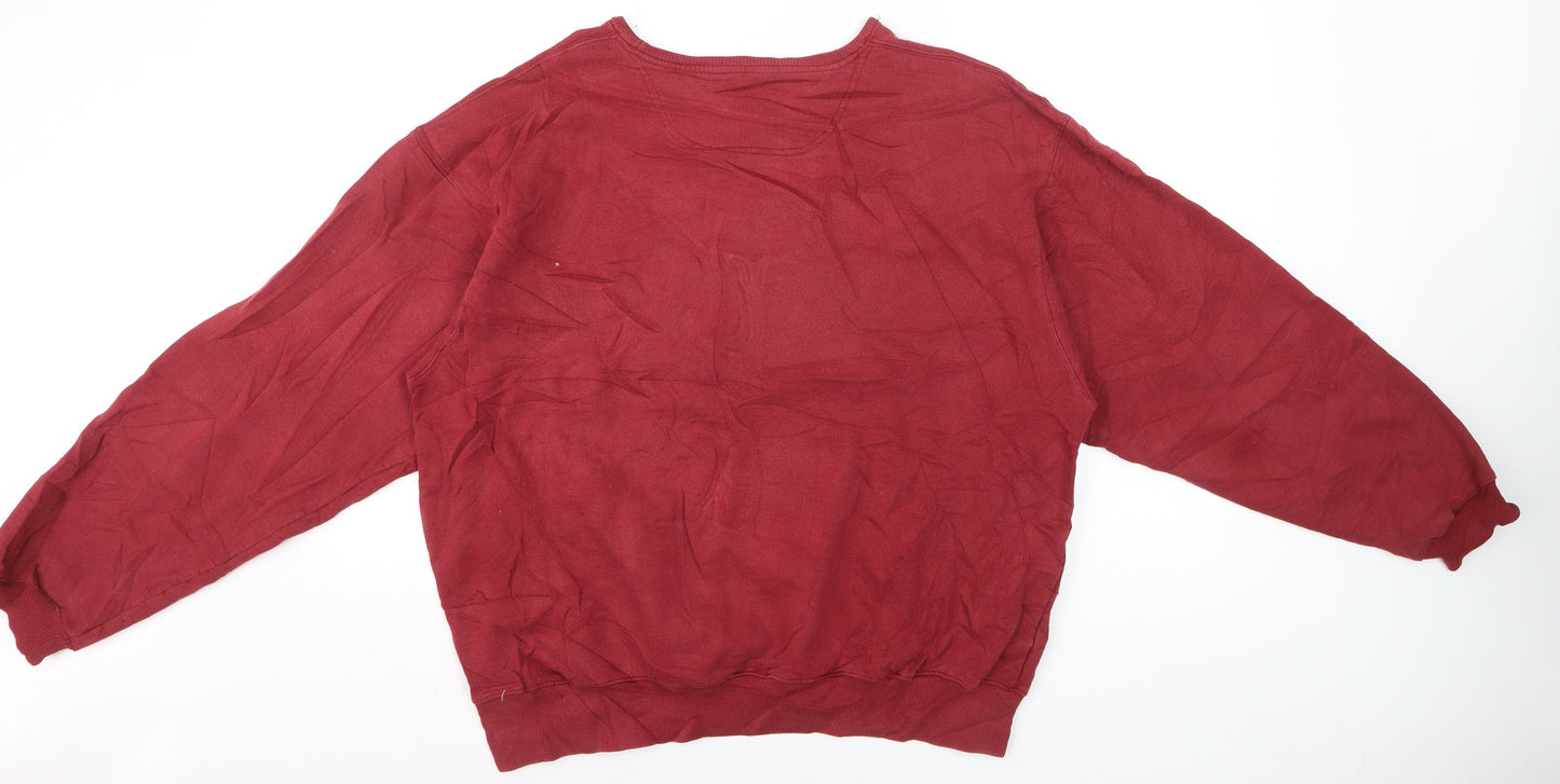 Champion Men's Red Pullover Sweatshirt L Crew Neck Cotton Blend