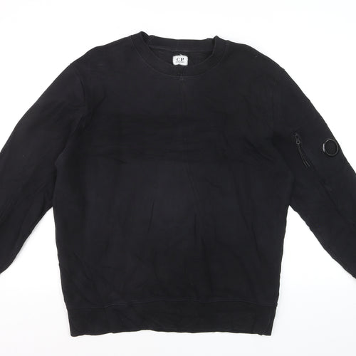 C.P. Company Men's Black Crew Neck Sweatshirt Size L Cotton Casual