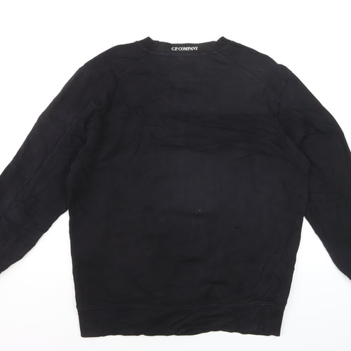 C.P. Company Men's Black Crew Neck Sweatshirt Size L Cotton Casual