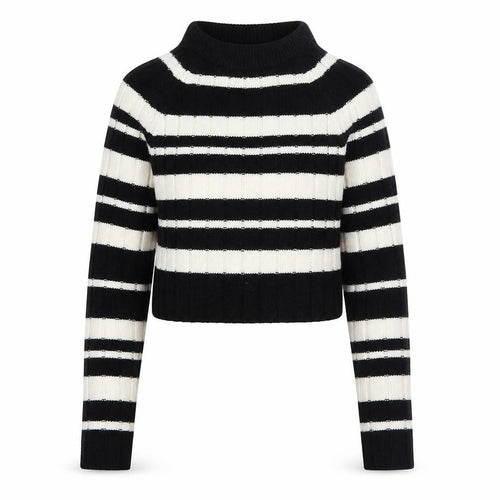 ASOS DESIGN Women's Black Striped High Neck Ribbed Jumper XS