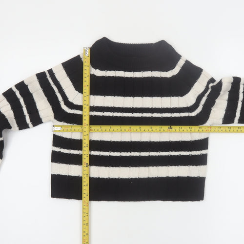ASOS DESIGN Women's Black Striped High Neck Ribbed Jumper XS