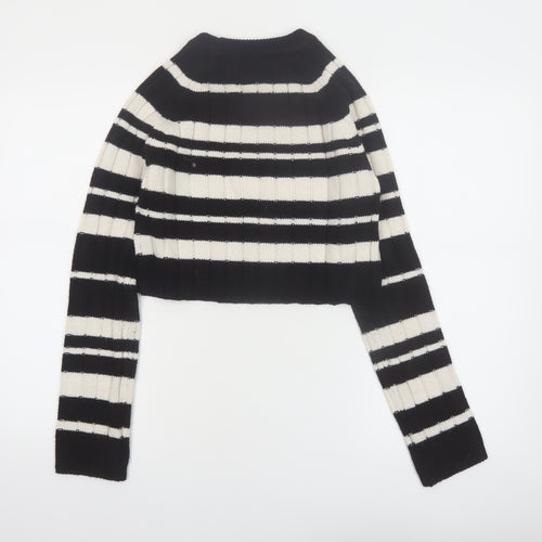 ASOS DESIGN Women's Black Striped High Neck Ribbed Jumper XS