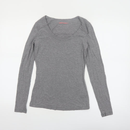 Karen Millen Women’s Grey Long Sleeve Jersey Scoop Neck Top Size 6