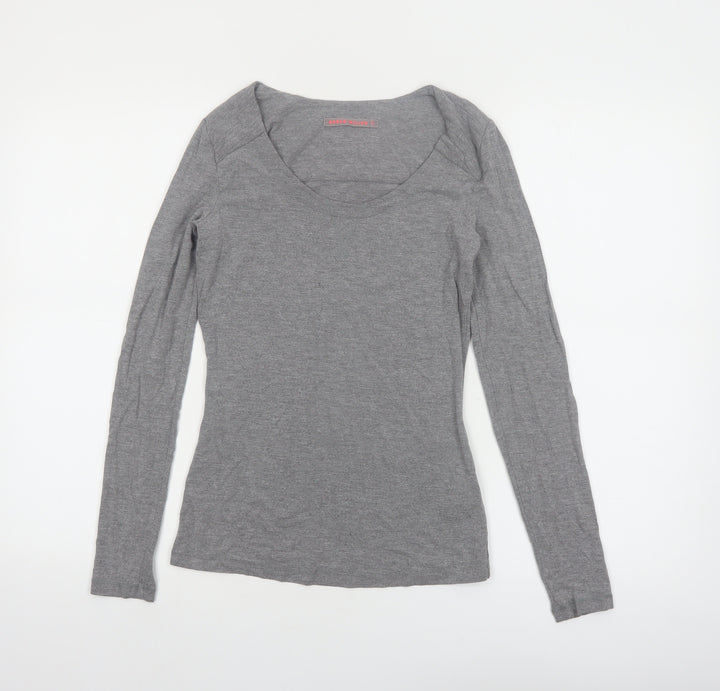 Karen Millen Women’s Grey Long Sleeve Jersey Scoop Neck Top Size 6