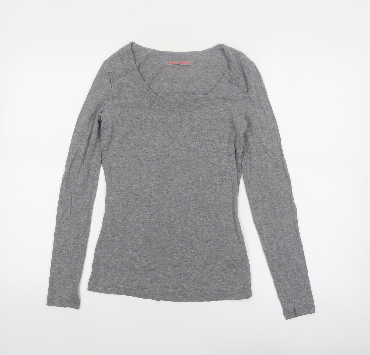 Karen Millen Women’s Grey Long Sleeve Jersey Scoop Neck Top Size 6
