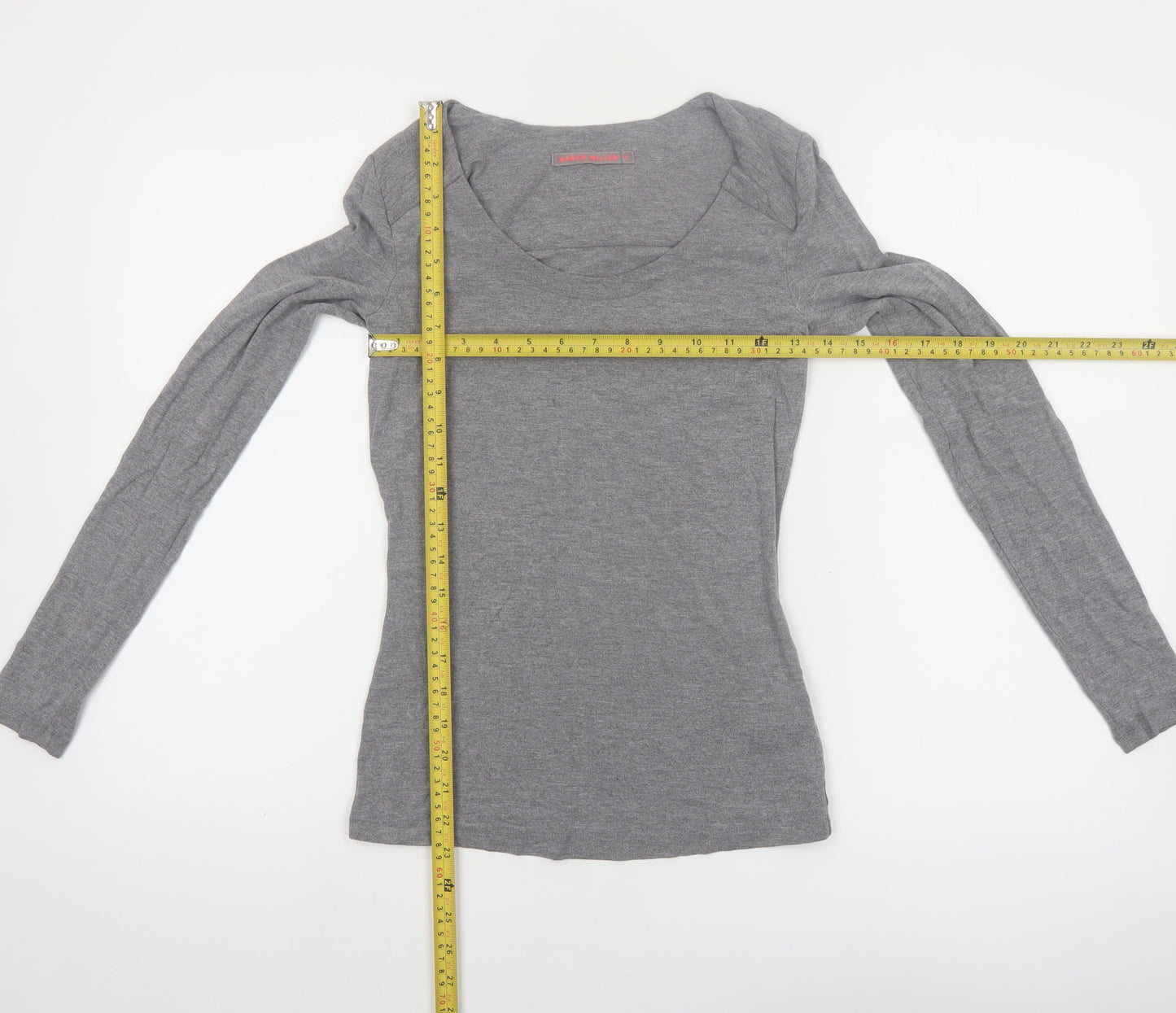 Karen Millen Women’s Grey Long Sleeve Jersey Scoop Neck Top Size 6