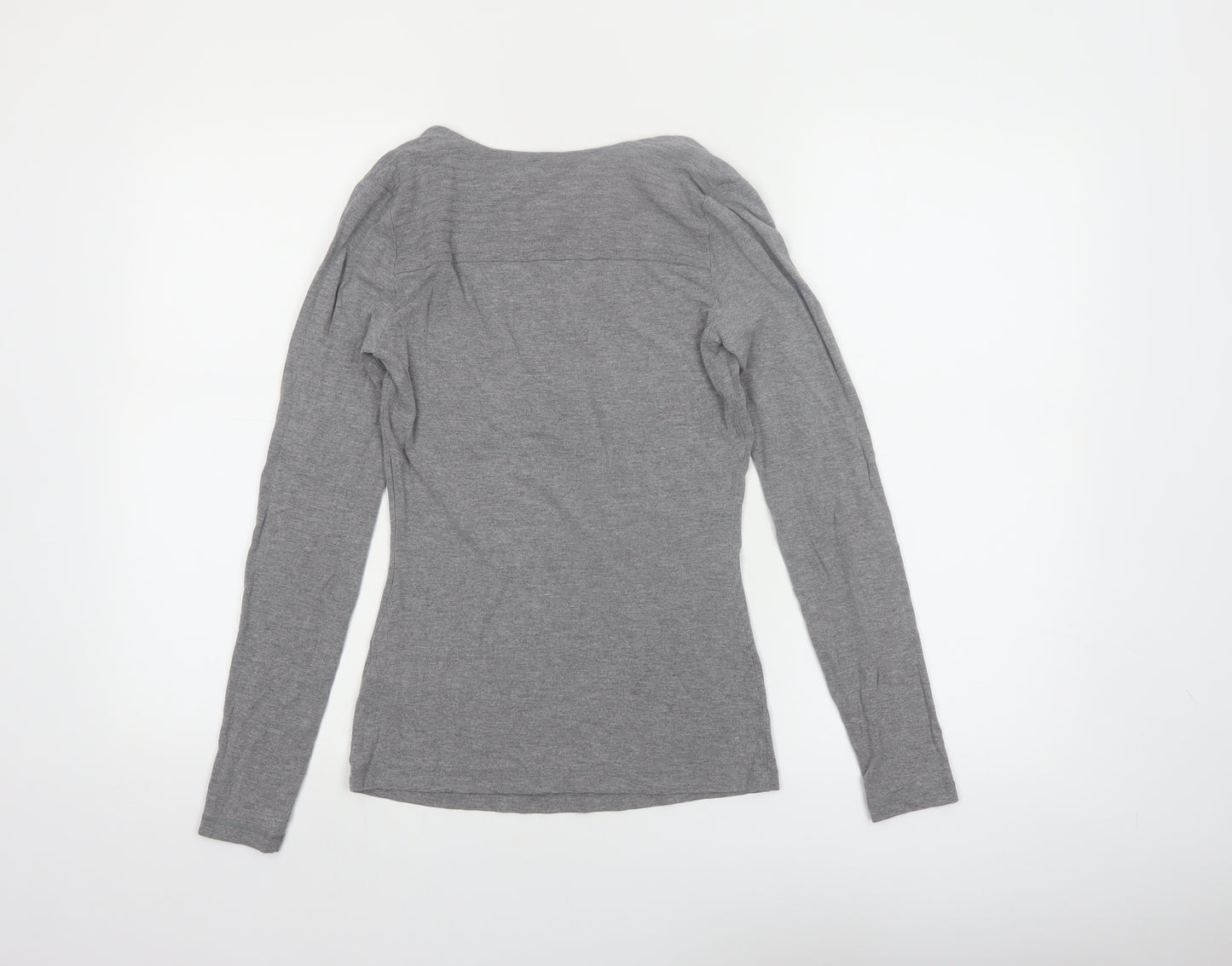 Karen Millen Women’s Grey Long Sleeve Jersey Scoop Neck Top Size 6