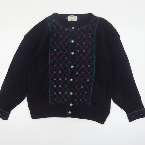 Forget Me Not Women's Blue Argyle Wool Cardigan Size L