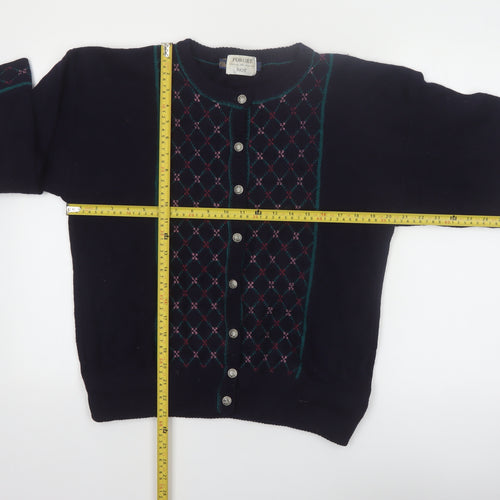 Forget Me Not Women's Blue Argyle Wool Cardigan Size L