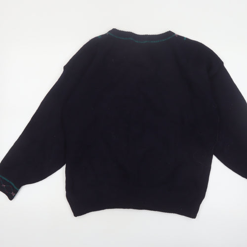 Forget Me Not Women's Blue Argyle Wool Cardigan Size L