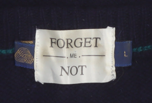 Forget Me Not Women's Blue Argyle Wool Cardigan Size L