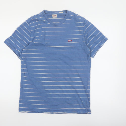 Levi's Men's Blue Striped Cotton Crew Neck T-Shirt Size M