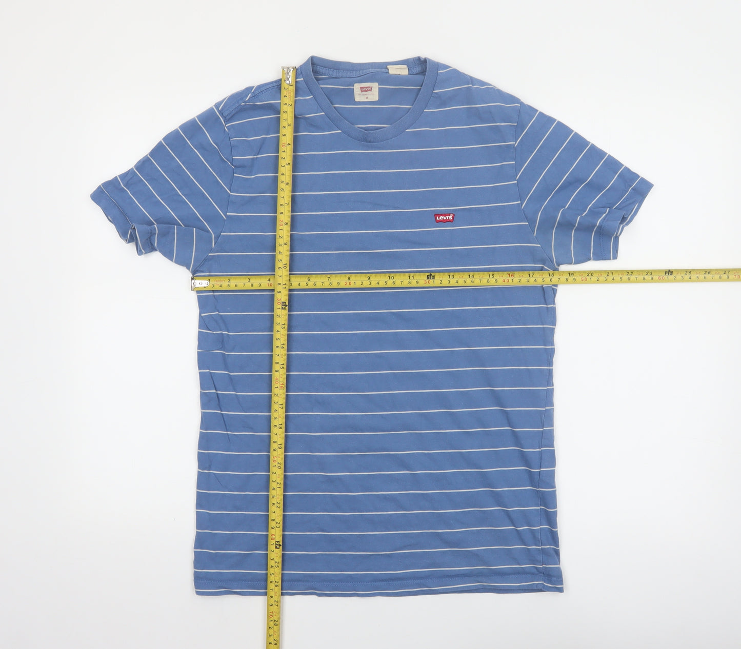 Levi's Men's Blue Striped Cotton Crew Neck T-Shirt Size M