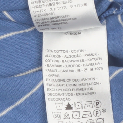 Levi's Men's Blue Striped Cotton Crew Neck T-Shirt Size M