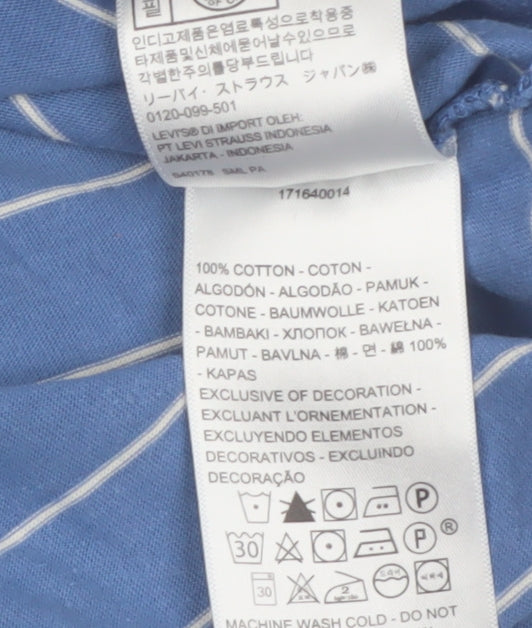 Levi's Men's Blue Striped Cotton Crew Neck T-Shirt Size M