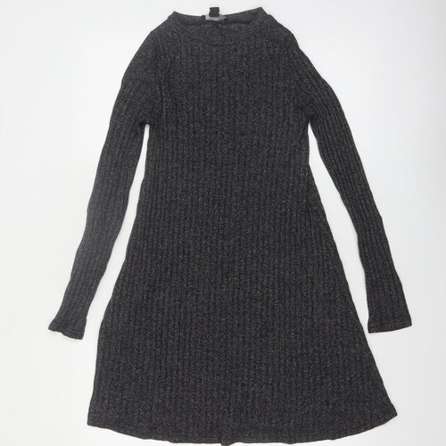 Atmosphere Womens Grey Long Sleeve Knit A-Line Dress Size 8