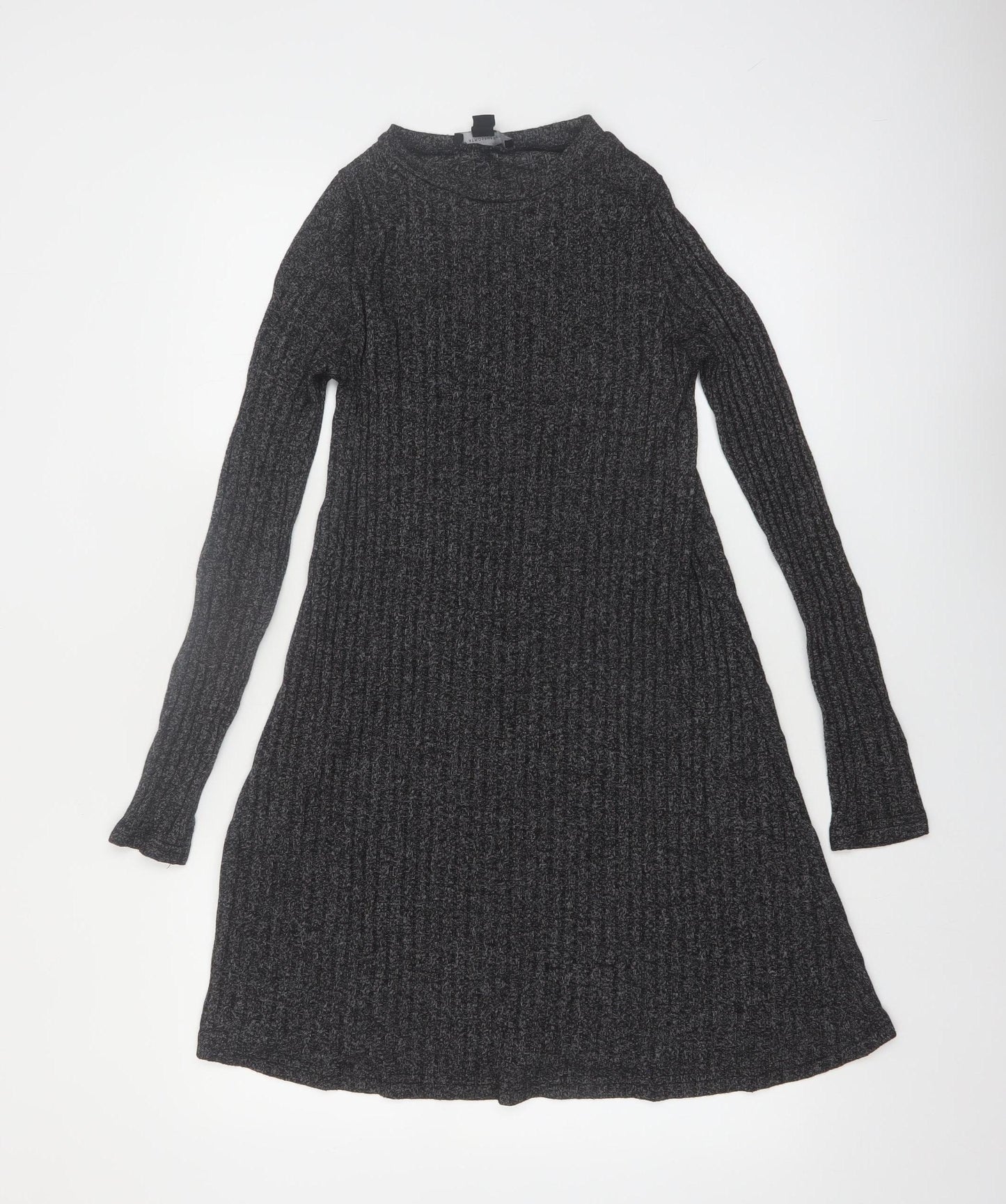 Atmosphere Womens Grey Long Sleeve Knit A-Line Dress Size 8