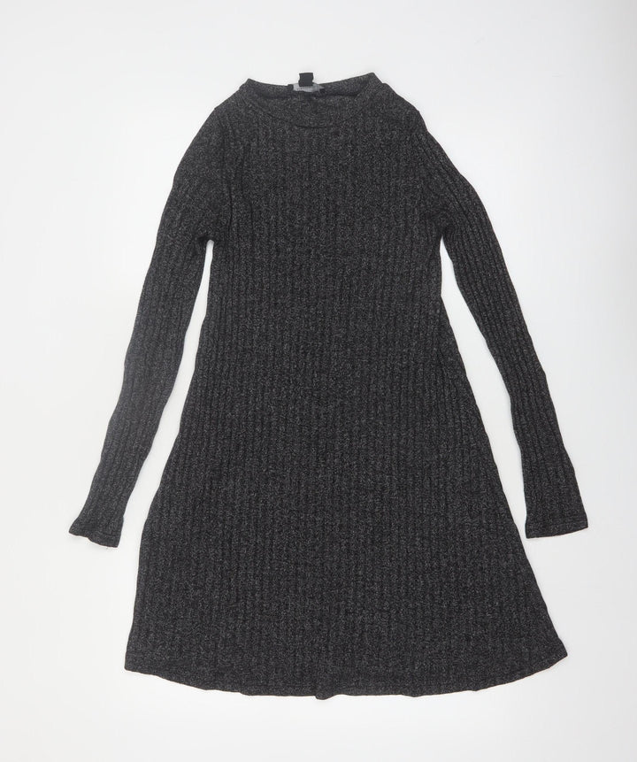 Atmosphere Womens Grey Long Sleeve Knit A-Line Dress Size 8