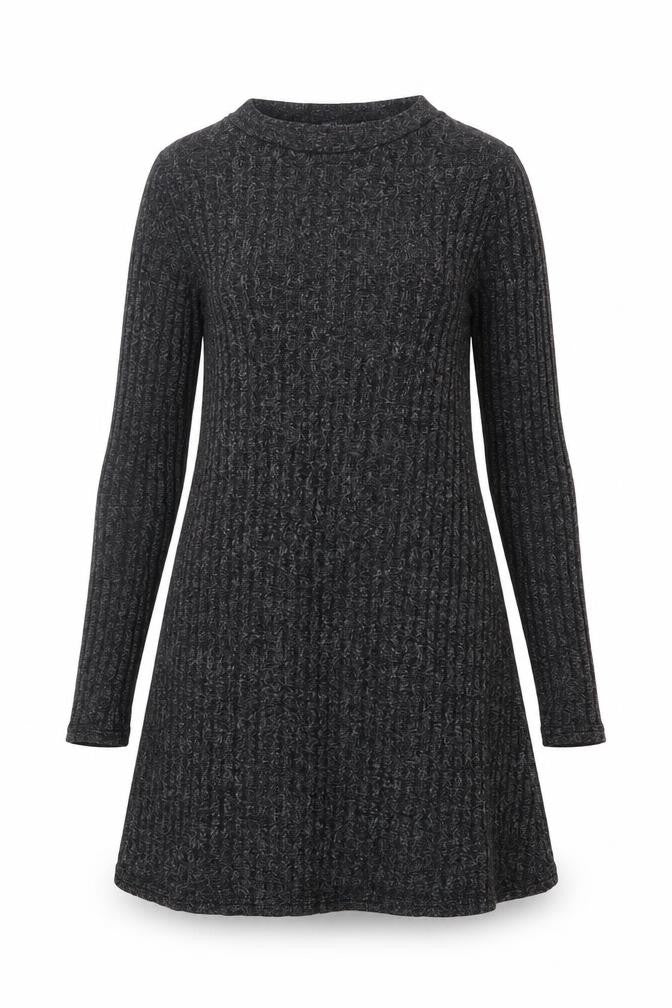 Front view of Atmosphere women’s grey long sleeve knit a-line dress, size UK 8