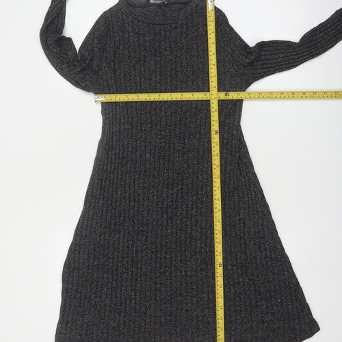Atmosphere Womens Grey Long Sleeve Knit A-Line Dress Size 8