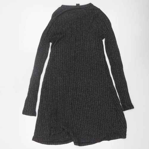 Atmosphere Womens Grey Long Sleeve Knit A-Line Dress Size 8