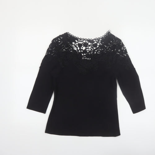 May by Shining Star Women's Black Lace Top S/M