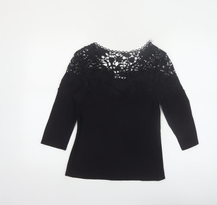 May by Shining Star Women's Black Lace Top S/M