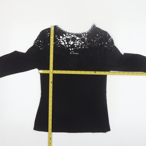 May by Shining Star Women's Black Lace Top S/M