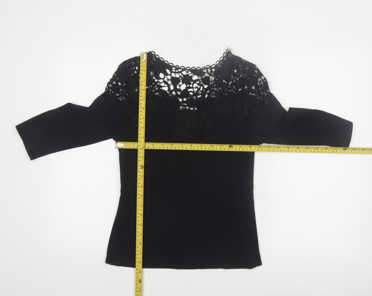 May by Shining Star Women's Black Lace Top S/M