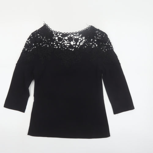 May by Shining Star Women's Black Lace Top S/M