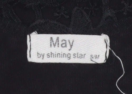 May by Shining Star Women's Black Lace Top S/M