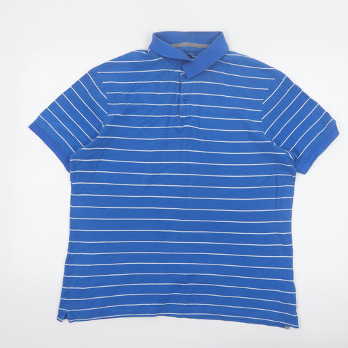 Sandstone Men's Blue Striped Polo Shirt Size M Cotton Casual