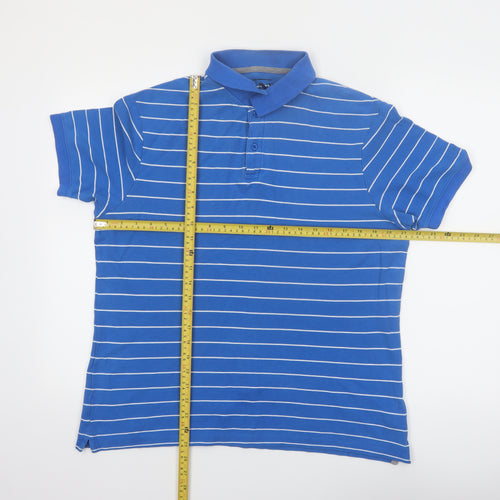 Sandstone Men's Blue Striped Polo Shirt Size M Cotton Casual
