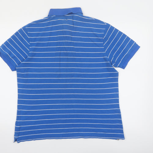 Sandstone Men's Blue Striped Polo Shirt Size M Cotton Casual
