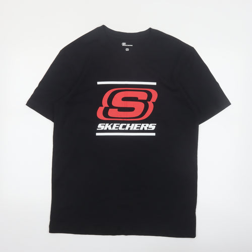 Skechers Men's Black Medium Logo Graphic Cotton T-Shirt